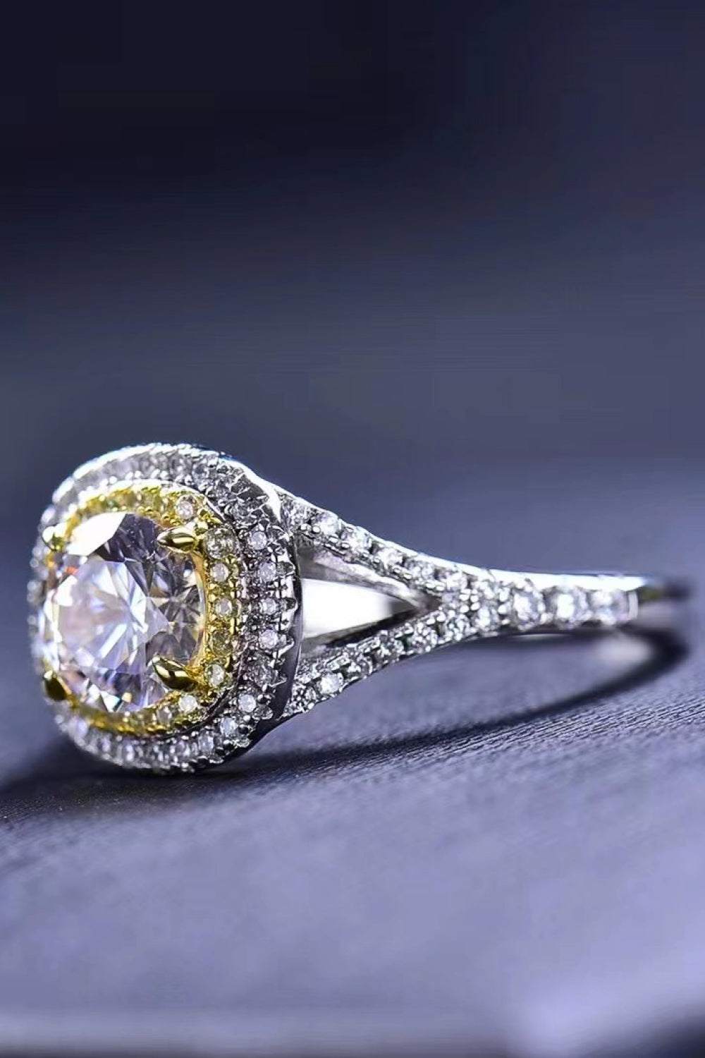 Starglow | Premierify™ 925 Two-Tone Halo Moissanite Ring