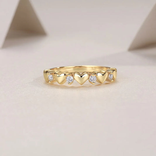 Lovelinked | 18K Gold Heart & Moissanite Ring in Premierify™ 925