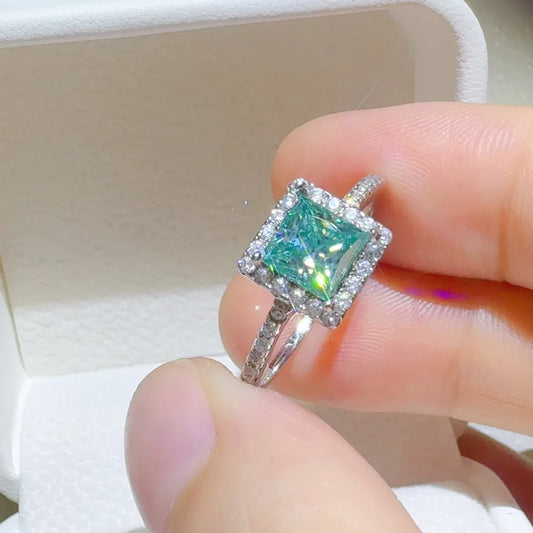 Premierify Ring 2 Carat Square Moissanite Ring – 925 Sterling Silver