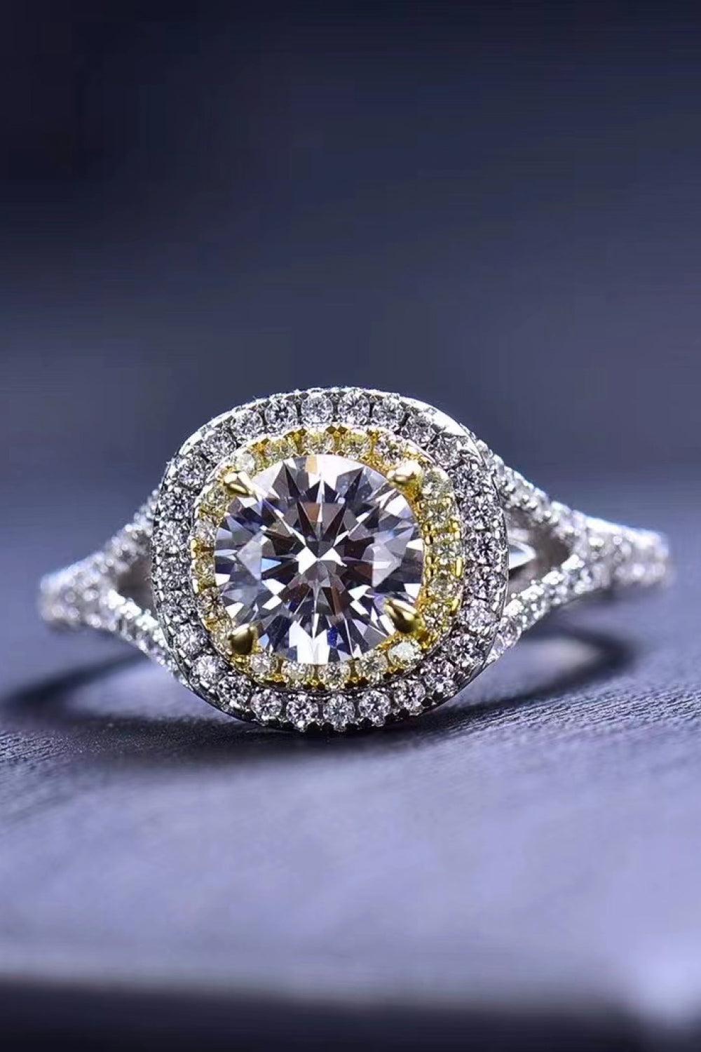 Starglow | Premierify™ 925 Two-Tone Halo Moissanite Ring