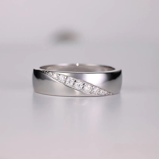 Premierify™ 925 Silver Valor sterling silver band with inset moissanite stones – Platinum Pated