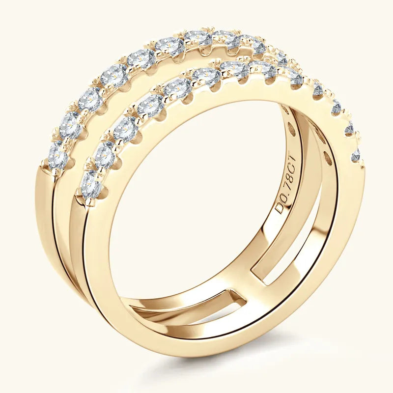 Premierify Ring – Twin Flame | Certified Moissanite Double Row Band