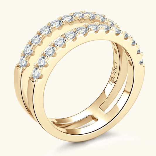 Premierify Ring – Twin Flame | Certified Moissanite Double Row Band