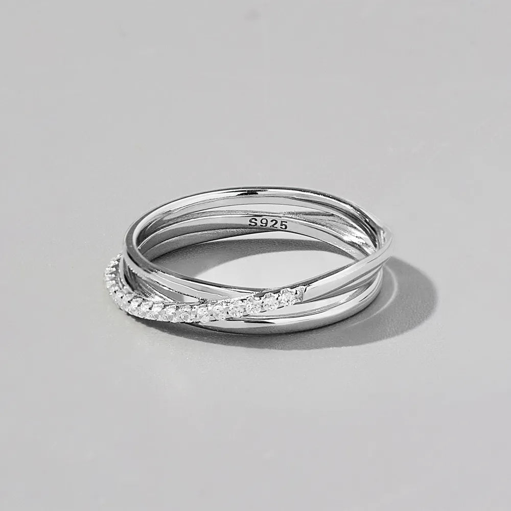 Premierify™ 925 Silver Radiance sterling silver band with zircon accents – ring