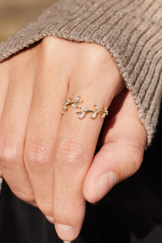 Willow Whisper – Sterling Silver Leaf Ring | Nature-Inspired Open Band