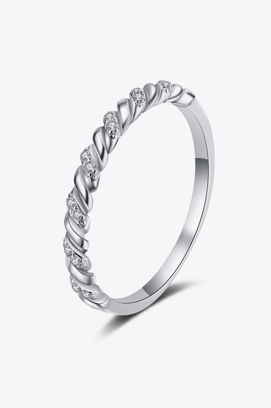 Premierify Ring-Luxe Half-Eternity Moissanite Band – Rhodium Radiance