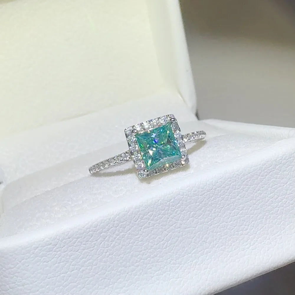 Premierify Ring 2 Carat Square Moissanite Ring – 925 Sterling Silver