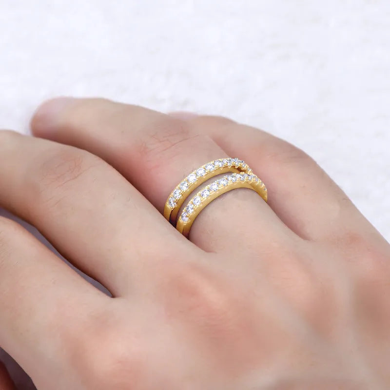 Premierify Ring – Twin Flame | Certified Moissanite Double Row Band