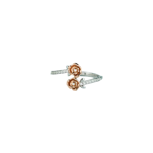 Premierify Ring – Rose Bloom Bypass | Elegant Inlaid Zircon Curve