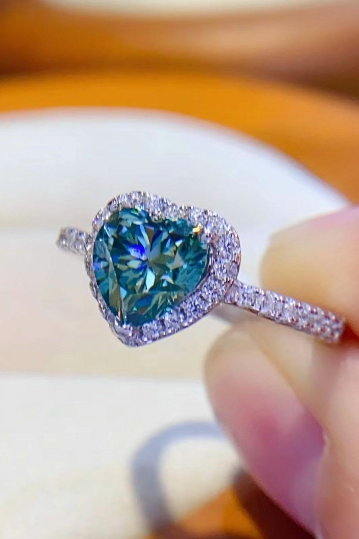 Coeur Lumière 1 Ct. Heart-Cut Certified Moissanite Ring 925 Platinum-Plated