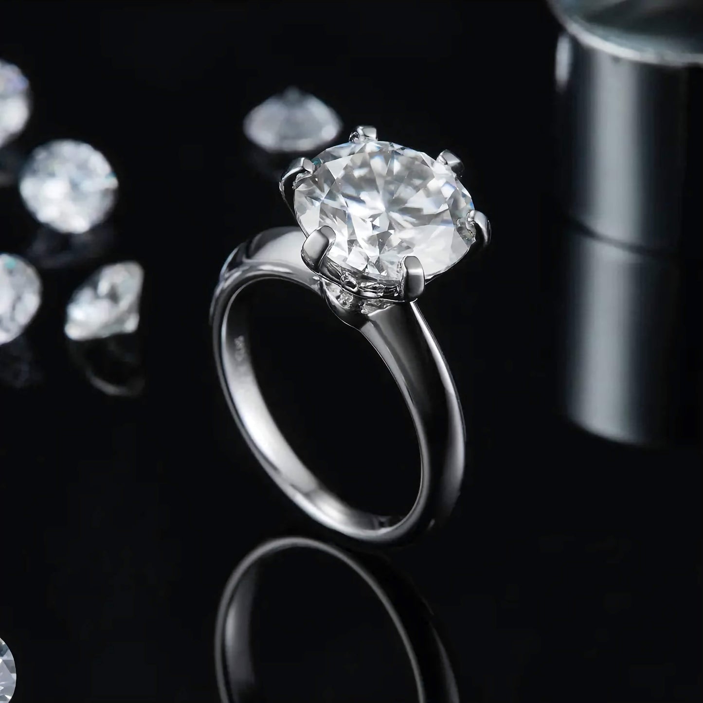 Kensington 5-Carat Round-Cut Moissanite Solitaire in Platinum-Plated 925
