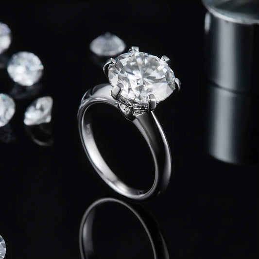 Kensington 5-Carat Round-Cut Moissanite Solitaire in Platinum-Plated 925