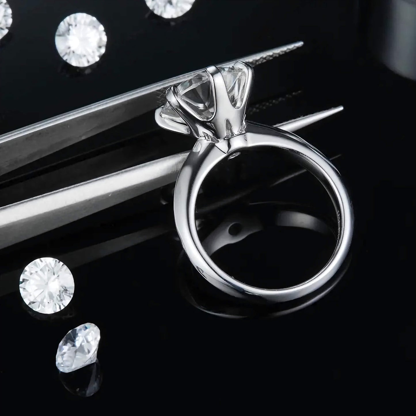 Kensington 5-Carat Round-Cut Moissanite Solitaire in Platinum-Plated 925