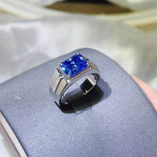 Premierify, brushed sterling silver, statement ring, 2-carat moissanite, side stones, certificate, free shipping.