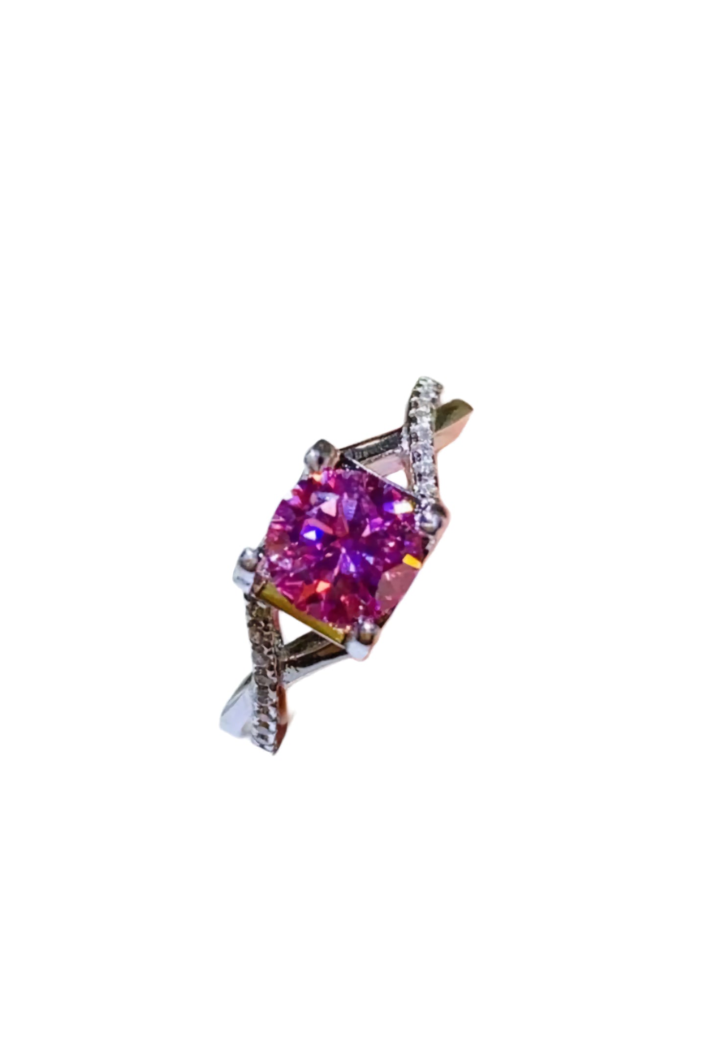 Premierify Fuchsia Glow Ring 1  Ct. Hot Pink Moissanite Ring