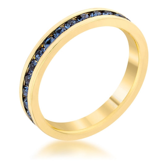 Premierify Ring – Sapphire Dusk  Crystal Stackable Ring (Gold)