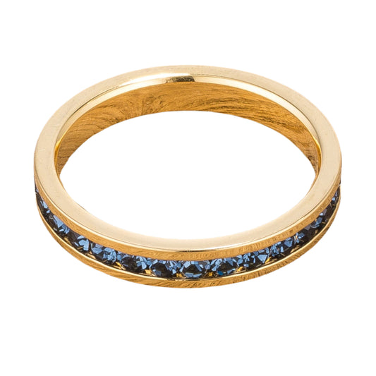 Premierify Ring – Sapphire Dusk | Montana Blue Crystal Stackable Ring (Gold)