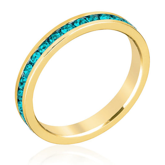 Premierify Ring – Coastal Gold | Turquoise Crystal Stackable Ring