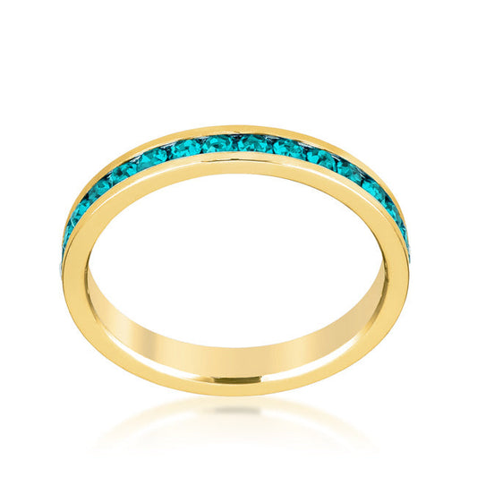 Premierify Ring – Coastal Gold | Turquoise Crystal Stackable Ring