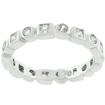 Premierify Ring – Liora 1 Ct. CZ Rhodium Eternity Band