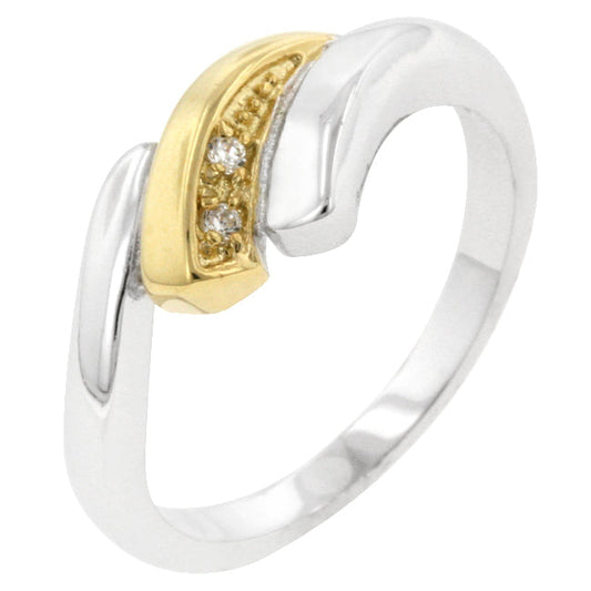 Premierify Ring – Satin Swirl .8 Two-Tone CZ Swirl Cocktail Ring