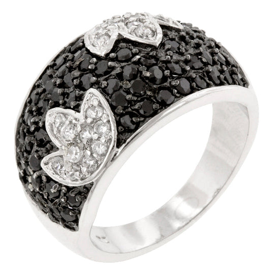 Premierify Ring – Noir Bloom Black &amp; White Tulip CZ Ring