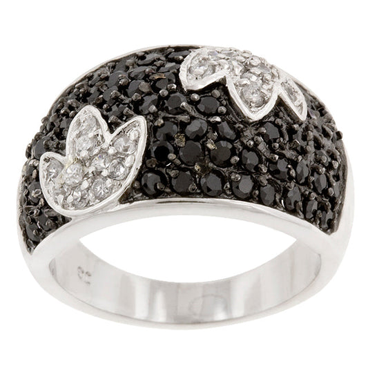 Premierify Ring – Noir Bloom Black &amp; White Tulip CZ Ring