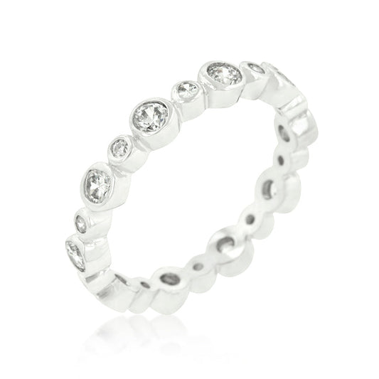 Alternating Bezel Linked CZ and Onyx Eternity Band
