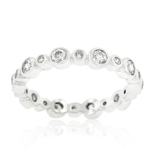 Alternating Bezel Linked CZ and Onyx Eternity Band