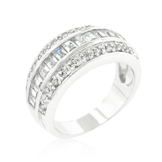 Premierify Ring – Ice Triple .58 Ct. CZ 3-Row Rhodium Band