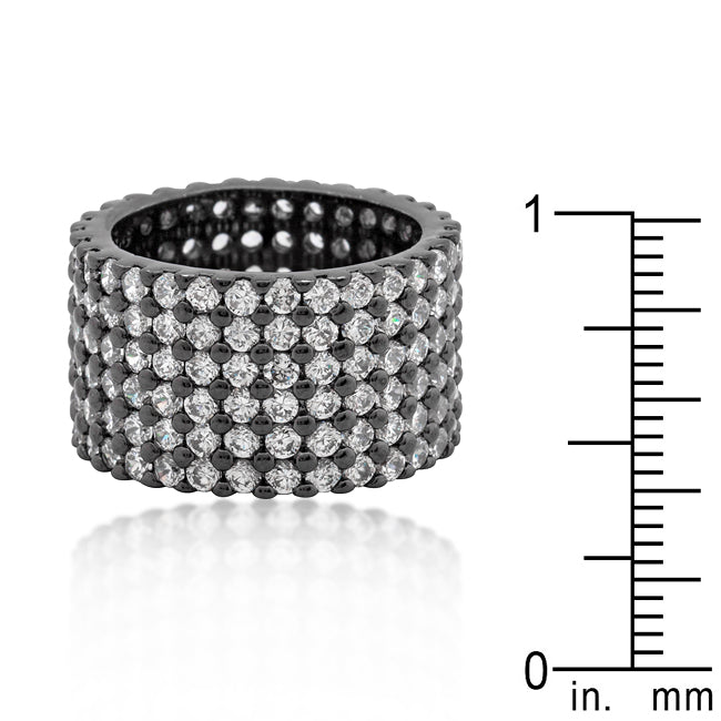 Premierify Ring – Noir Shine Wide Hematite 2.9 Ct. CZ Pave Cocktail Ring