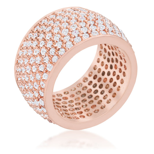 Wide 3 Ct. Pave CZ Rose Gold Pave Band Ring