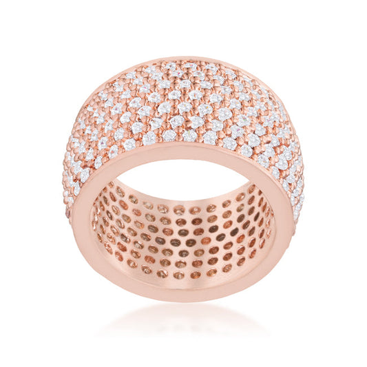 Wide 3 Ct. Pave CZ Rose Gold Pave Band Ring