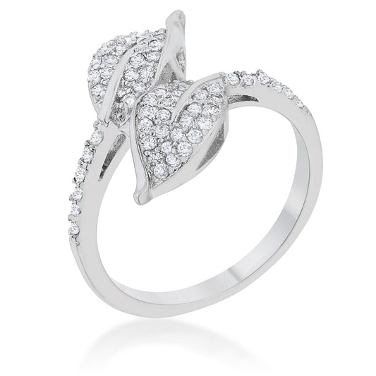 Liana Rhodium Leaf Cocktail Ring