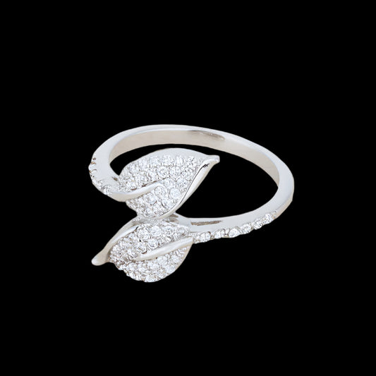 Liana Rhodium Leaf Cocktail Ring