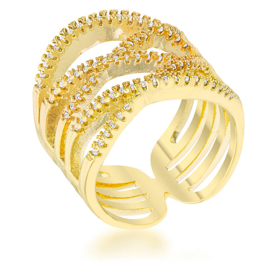 Premierify Ring – Mandy Glow 14k Gold Pave CZ Cocktail Ring