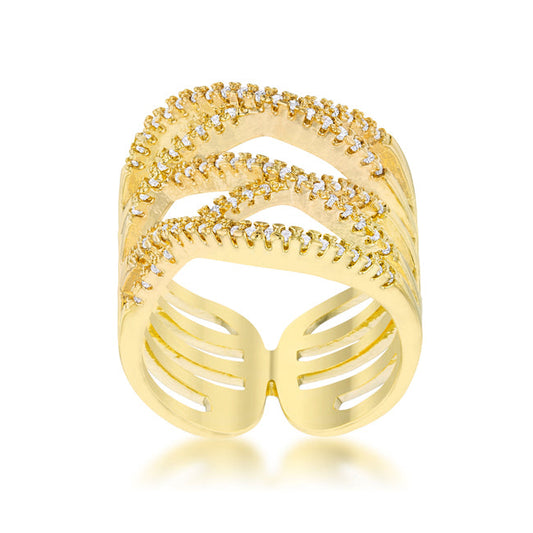 Premierify Ring – Mandy Glow 14k Gold Pave CZ Cocktail Ring