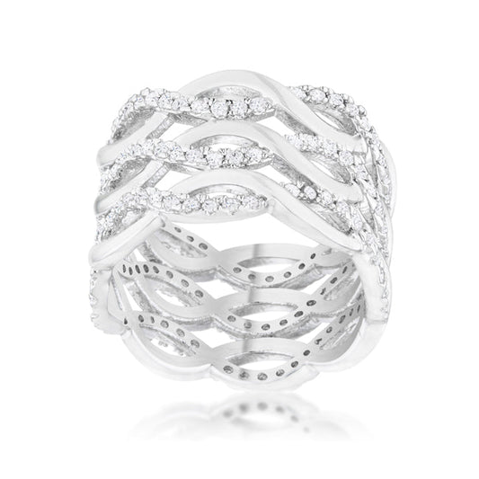 Twistline .88 Ct. CZ Rhodium Cocktail Ring