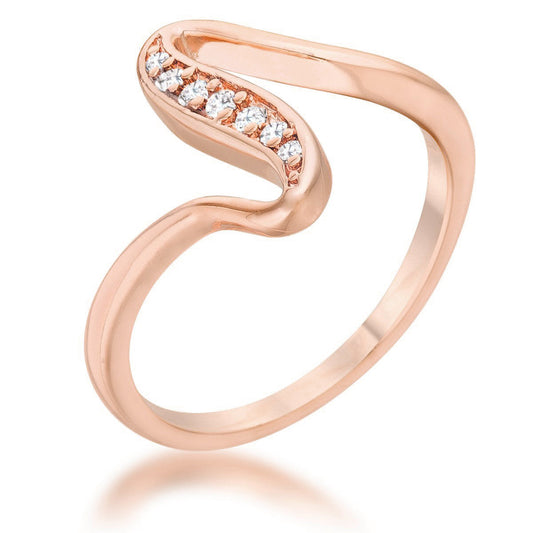 Premierify Ring – Sheryl Wave .07 Ct. CZ 14k Rose Gold Ring