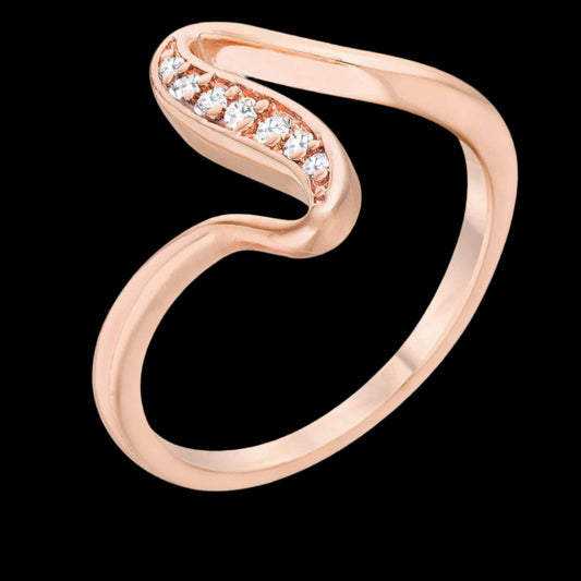 Premierify Ring – Sheryl Wave .07 Ct. CZ 14k Rose Gold Ring