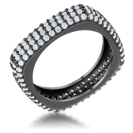 Jana Stone Ring – Hematite Square 1.1 Ct. CZ Band Ring | Premierify Jewelry