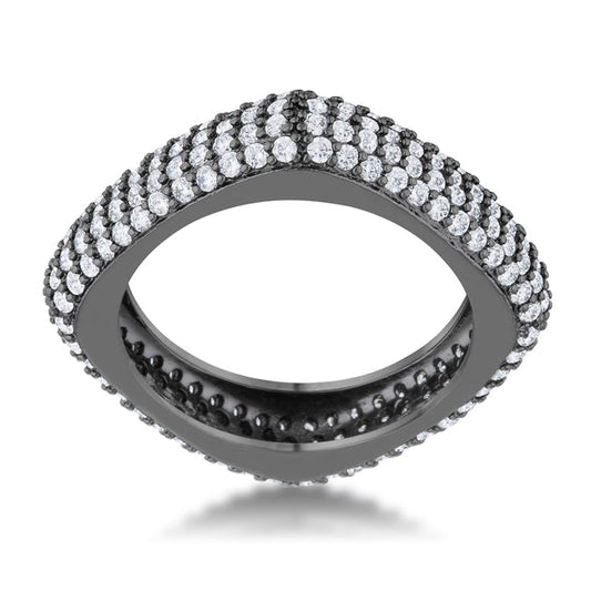 Jana Stone Ring – Hematite Square 1.1 Ct. CZ Band Ring | Premierify Jewelry