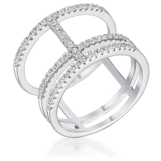 Premierify Ring – Brilliant Parallel | 0.5 Ct. CZ Rhodium Cocktail Ring