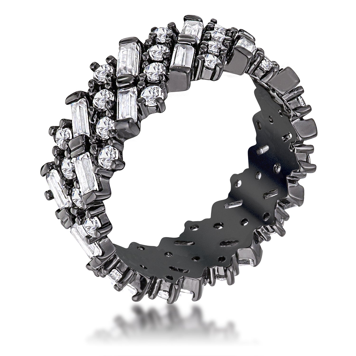 Eclipse Edge Hematite Eternity Band-Premierify Ring