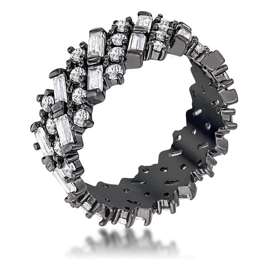 Eclipse Edge Hematite Eternity Band-Premierify Ring