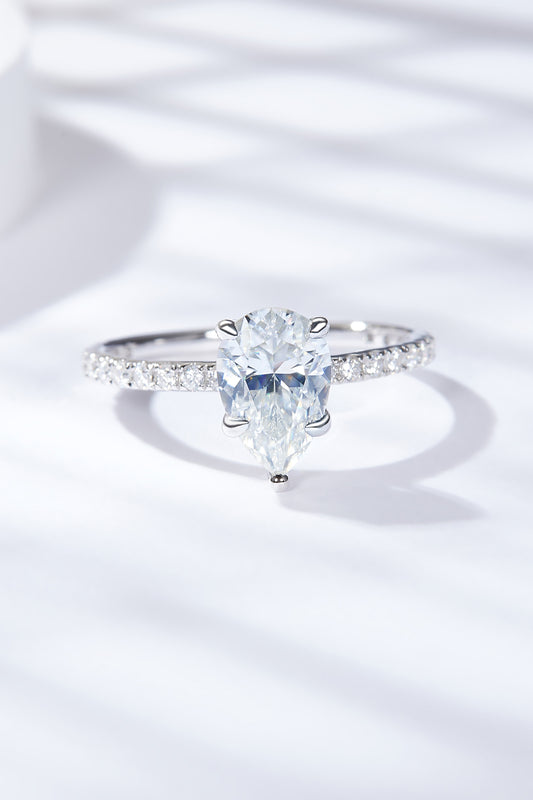 Solstice Teardrop – 1.8CT Certified Moissanite Pear-Cut Engagement Ring