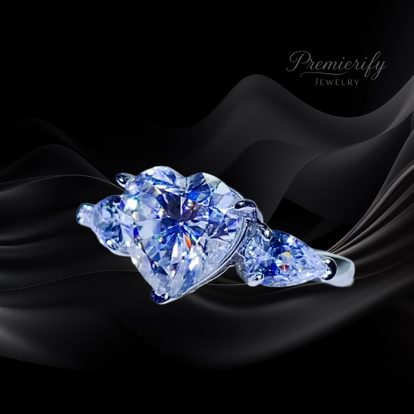 Amarisse™ 3ct Heart Moissanite-Zircon Ring Platinum-Plated 925