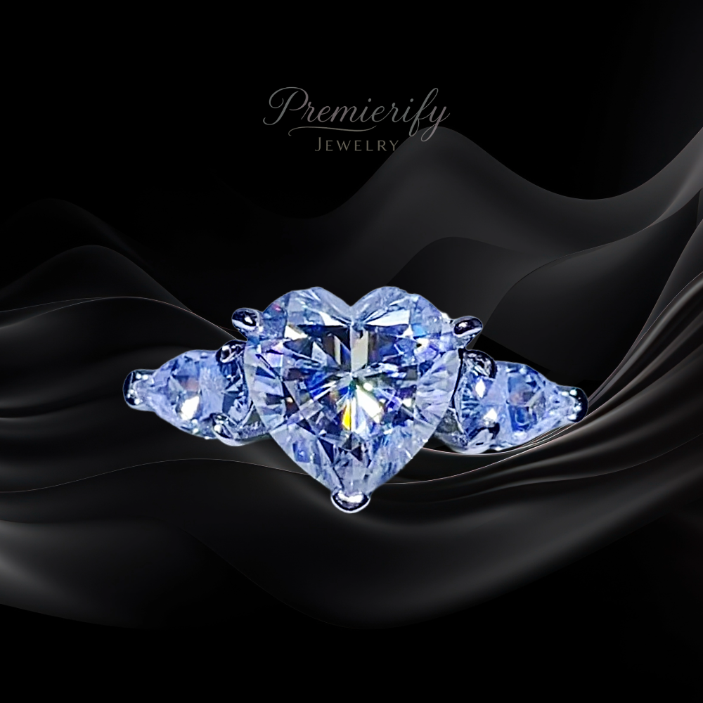 Amarisse™ 3ct Heart Moissanite-Zircon Ring Platinum-Plated 925