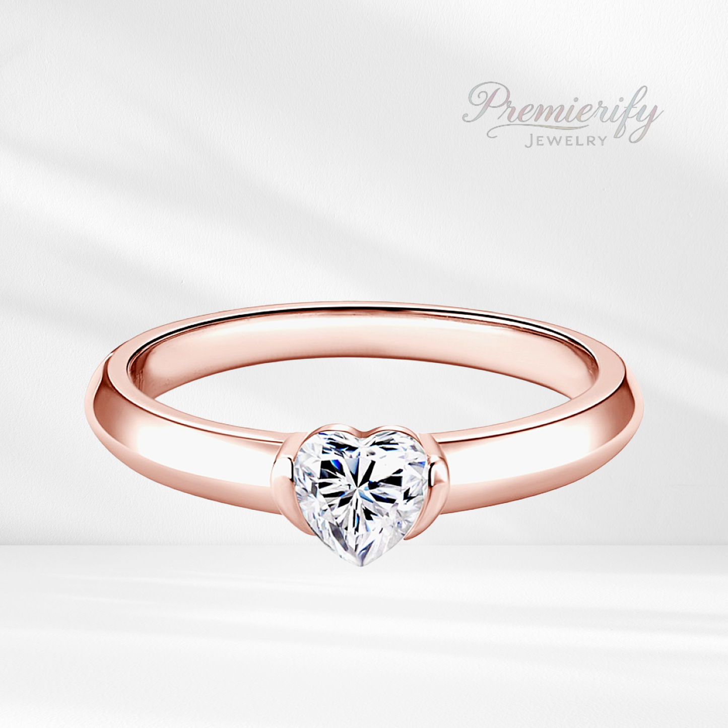 Ariel Ring .5Ct. Heart-Cut Moissanite in 925 Sterling in Rose Gold Plating