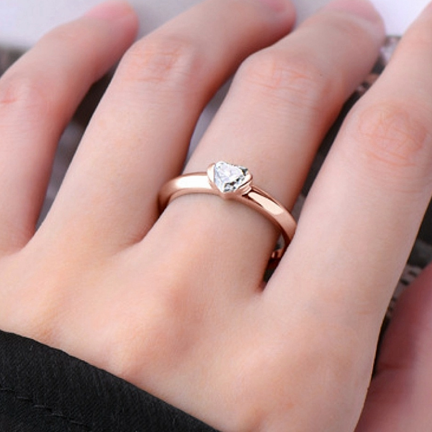 Ariel Ring .5Ct. Heart-Cut Moissanite in 925 Sterling in Rose Gold Plating